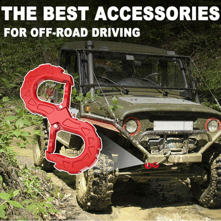 red heavy-duty S-shaped trailer tow hook, G80 steel, 14968.55 kg load capacity, off-road rescue, truck towing, SUV tow hook, vehicle recovery, self-locking tongue - Black - Size S