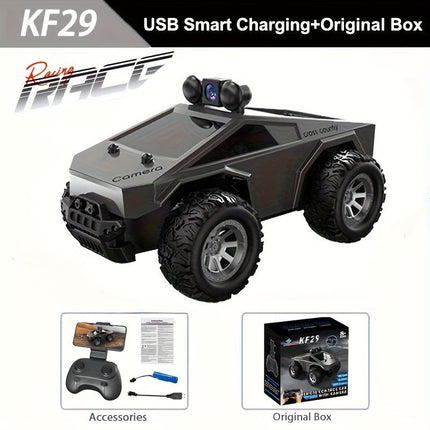 KF29 FPV remote control truck, camera remote control car, 1:28 scale RC truck, app controlled RC car, 2.4GHz dual-speed RC vehicle, alloy body remote control truck, adjustable lights RC toy, anti-interference remote control truck, gift for boys, gift for