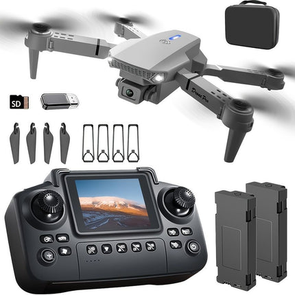 S2 MAX drone, dual-camera drone, upgraded remote control, ESC camera, long-lasting battery, 360° intelligent infrared flight, flying toy, drone gift, beginner drone, FPV drone - Gray - Size Two batteries