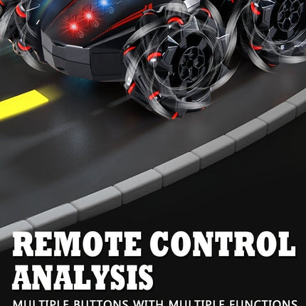 2.4G remote control car, electric stunt car, drifting car, spray function, kids toy car, double-sided stunt car, watch remote control, outdoor RC toy, rechargeable toy car - Black and orange - Size Dual-control
