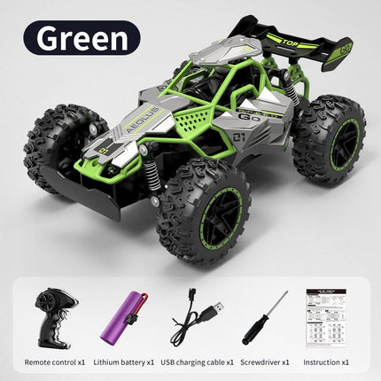 2.4G remote control car, high-speed off-road car, remote control toy for kids, four-wheel drive car, RC car with lights, outdoor toy Australia, gift for kids - Turquoise - Size Three-electric systems