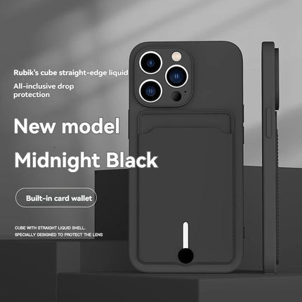 iPhone card holder case, built-in wallet phone case, midnight black phone case, drop protection case, iPhone wallet case Australia, Rubik's cube design case - Orange - Size iPhone 15 Pro Max