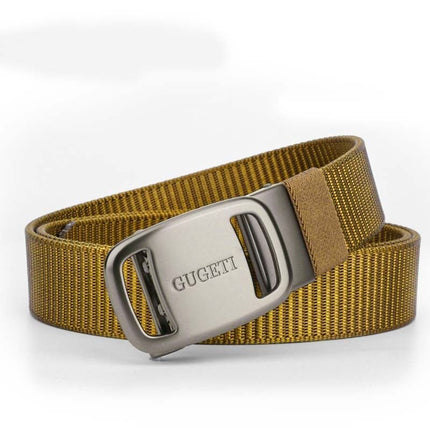 men's belt, outdoor sports belt, canvas belt, alloy automatic buckle, men's accessory, Australian belt, automatic belt men, casual belt, durable belt, travel belt - Dark Brown - Size 150cm-59in