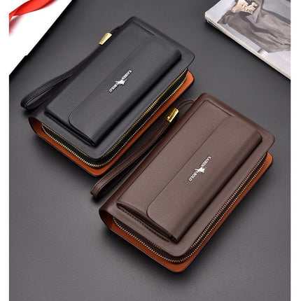 men's handheld wallet, multi-compartment wallet, card holder wallet, large capacity wallet, Australian men's accessories - Black - Size M