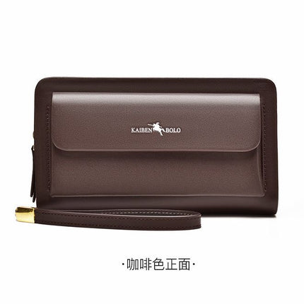 men's handheld wallet, multi-compartment wallet, card holder wallet, large capacity wallet, Australian men's accessories - Dark Brown - Size M
