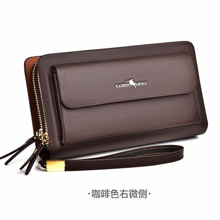 men's handheld wallet, multi-compartment wallet, card holder wallet, large capacity wallet, Australian men's accessories - Dark Brown - Size M