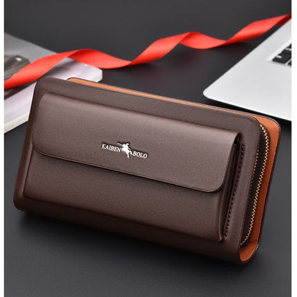 men's handheld wallet, multi-compartment wallet, card holder wallet, large capacity wallet, Australian men's accessories - Dark Brown - Size M