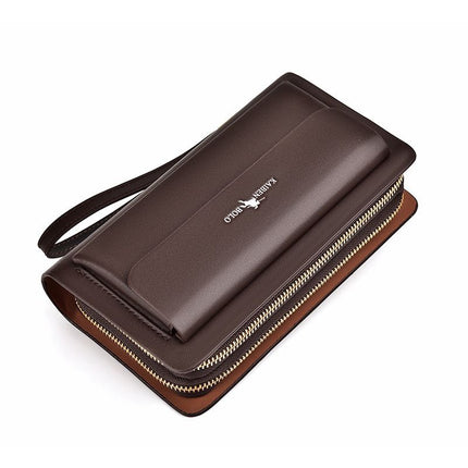 men's handheld wallet, multi-compartment wallet, card holder wallet, large capacity wallet, Australian men's accessories - Light Brown - Size M