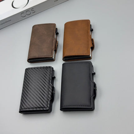 men's accessories, RFID-blocking card holder, aluminum card holder, carbon fiber pattern, security card holder, minimalist wallet alternative, Australian men, credit card protector, identity theft prevention, slim card holder - Black - Size M