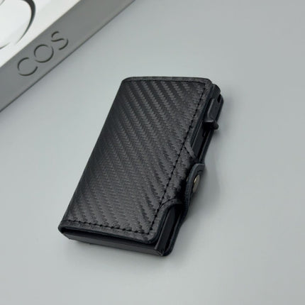 men's accessories, RFID-blocking card holder, aluminum card holder, carbon fiber pattern, security card holder, minimalist wallet alternative, Australian men, credit card protector, identity theft prevention, slim card holder - Carbon-fiber black - Size M