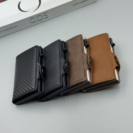 men's accessories, RFID-blocking card holder, aluminum card holder, carbon fiber pattern, security card holder, minimalist wallet alternative, Australian men, credit card protector, identity theft prevention, slim card holder - Mocha - Size M