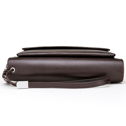 men's business clutch, double zipper handbag, large capacity phone bag, men's accessories, leather clutch bag, business travel wallet, minimalist clutch - Black2 - Size L