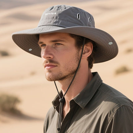 men's hat,wide-brim sun hat,two-piece hat,beach hat,hiking hat,outdoor work hat,foldable hat,unisex hat,face mask hat,breathable hat,Australian sun hat,mosquito protection hat - Black - Size Hats and masks