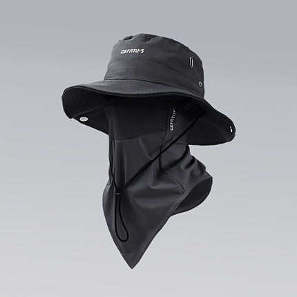 men's hat,wide-brim sun hat,two-piece hat,beach hat,hiking hat,outdoor work hat,foldable hat,unisex hat,face mask hat,breathable hat,Australian sun hat,mosquito protection hat - Gray - Size Hats and masks