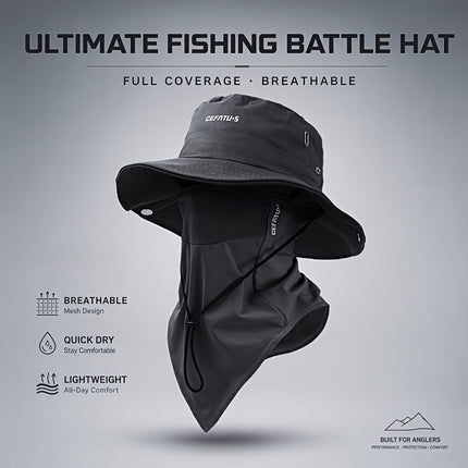 men's hat,wide-brim sun hat,two-piece hat,beach hat,hiking hat,outdoor work hat,foldable hat,unisex hat,face mask hat,breathable hat,Australian sun hat,mosquito protection hat - Gray - Size Hats and masks