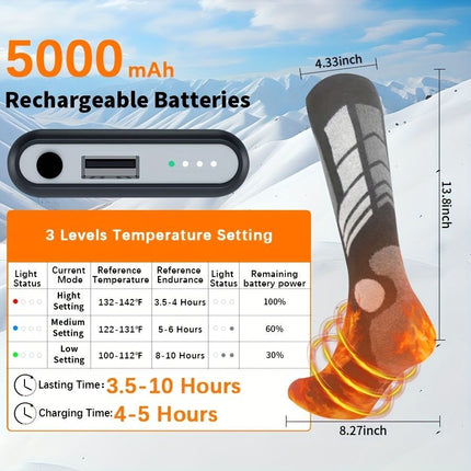 rechargeable heated socks, 5000mAh battery, heated socks for men, heated socks for women, outdoor heated socks, winter heated socks, three temperature setting socks, Australia winter, cold weather socks, heated socks hiking, heated socks cycling, heated s