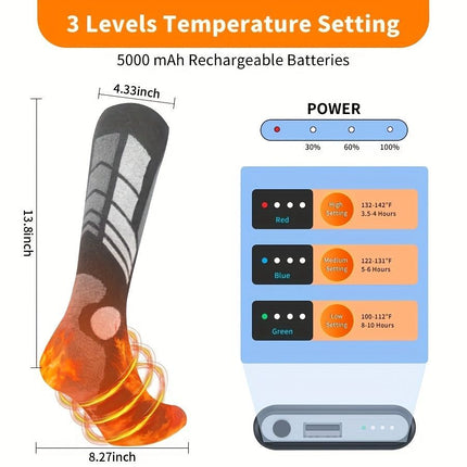 rechargeable heated socks, 5000mAh battery, heated socks for men, heated socks for women, outdoor heated socks, winter heated socks, three temperature setting socks, Australia winter, cold weather socks, heated socks hiking, heated socks cycling, heated s