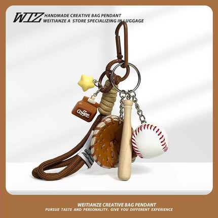 Miu-Style Baseball-Themed Couple Bag & Key Chain - baseball - Size 1
