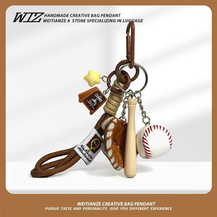 Miu-Style Baseball-Themed Couple Bag & Key Chain - baseball - Size 2