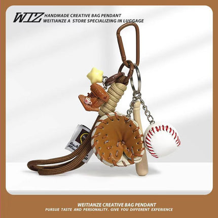 Miu-Style Baseball-Themed Couple Bag & Key Chain - baseball - Size 3