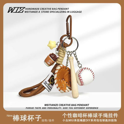 Miu-Style Baseball-Themed Couple Bag & Key Chain - baseball - Size 3