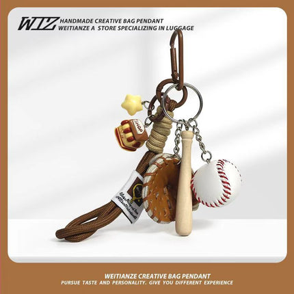 Miu-Style Baseball-Themed Couple Bag & Key Chain - baseball - Size 6