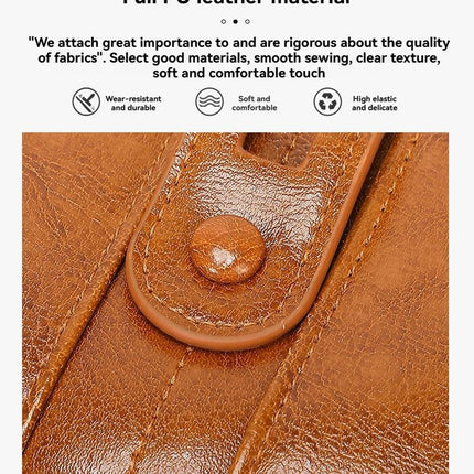 women's leather wallet, anti-skimming wallet, retro style wallet, Korean fashion wallet, long wallet for women, ladies accessory, RFID blocking wallet, genuine leather clutch - Brown - Size L