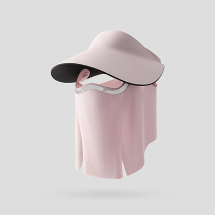 sun protection hat, detachable face mask hat, outdoor sports hat, lightweight sun hat, breathable hat, neck covering hat, foldable hat, unisex summer hat - Pink - Size L