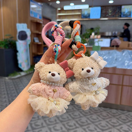 teddy bear keychain, cute accessories, fashion keychain, bow keychain, skirted teddy keychain, gift idea, Australian accessories - Pink - Size 1