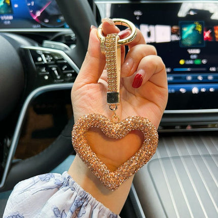 red heart keychain, hollowed-out clay keychain, full diamond keychain, car key accessory, women's fashion accessory, Australian fashion, gift for her, sparkly keychain, clay keyring - Red - Size Simple buckle