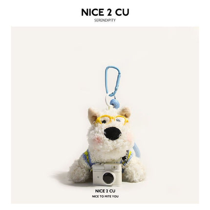 West Highland White Terrier keychain, ice-cream bag charm, plush puppy accessory, cute dog keychain, Australian gift, scribbled puppy plush - Green - Size 1
