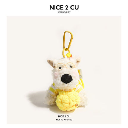 West Highland White Terrier keychain, ice-cream bag charm, plush puppy accessory, cute dog keychain, Australian gift, scribbled puppy plush - Green - Size 1