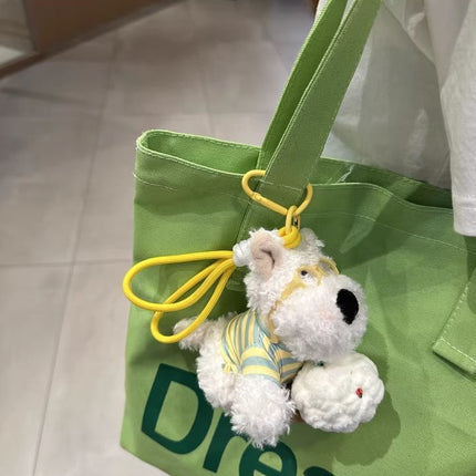 West Highland White Terrier keychain, ice-cream bag charm, plush puppy accessory, cute dog keychain, Australian gift, scribbled puppy plush - White-pink - Size 1