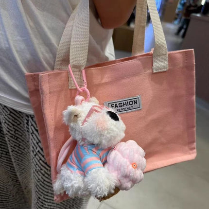 West Highland White Terrier keychain, ice-cream bag charm, plush puppy accessory, cute dog keychain, Australian gift, scribbled puppy plush - Yellow - Size 1