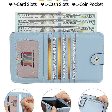 Slim PU Coin Purse, Women's Short Wallet, RFID Blocking Wallet, Minimalist Wallet, Ultra-thin Wallet, Australian Women's Wallet, Card Holder, Coin Purse - Blue - Size 2PCS
