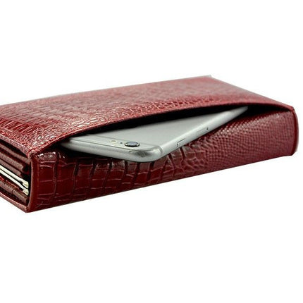 women's wallet, alligator print wallet, genuine leather wallet, long wallet, large capacity wallet, designer wallet, Australian women's fashion, leather accessories, luxury wallet, zippered wallet - Gold - Size 1PCS