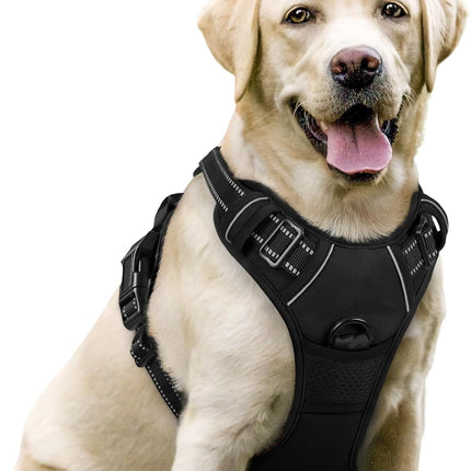 Harness for Dogs, Anti-Strain, Pet Harness, Adjustable, Outdoor Pet Vest 3M Reflective Strip, Oxford Cloth Material, Dog Vest, Easy to Control, Suitable for Small, Medium, Large Dogs, Large