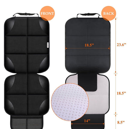 Child Car Seat Protector, Durable 600D Fabric Waterproof Car Seat Cover with Thick Padded Non-Slip Backing, No Imprint (Black 1 Piece)