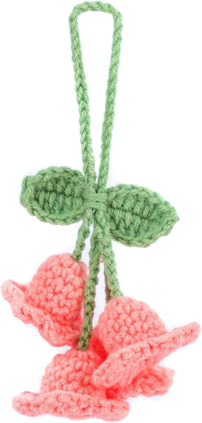 Lily Flower Hand Knitted Car Mirror Suspension Accessories Rearview Mirror Accessories Car Decoration for – product detail