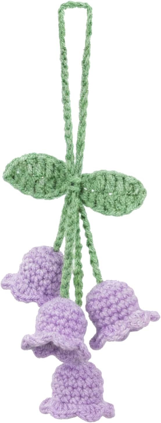 Lily Flower Hand Knitted Car Mirror Suspension Accessories Rearview Mirror Accessories Car Decoration for – product detail