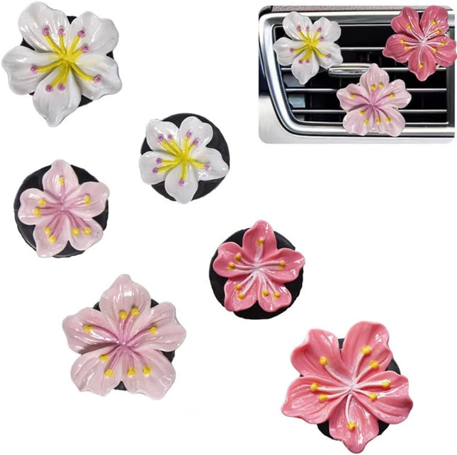 Cute Car Air Freshener Vent Clamp 6 Pcs Flower Vent Clamp Pink Auto Accessories Interior Aesthetics Ladies