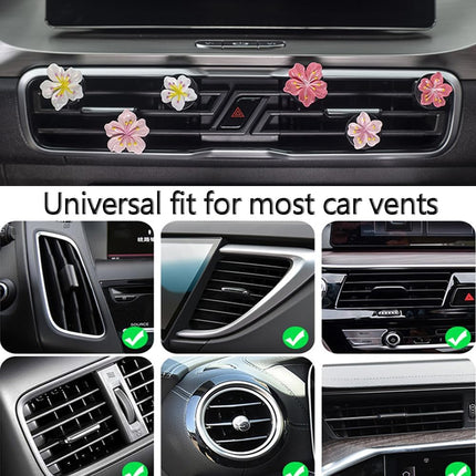Cute Car Air Freshener Vent Clamp 6 Pcs, Flower Vent Clamp Pink Auto Accessories Interior Aesthetics Ladies Car Air Conditioner Vent Decoration