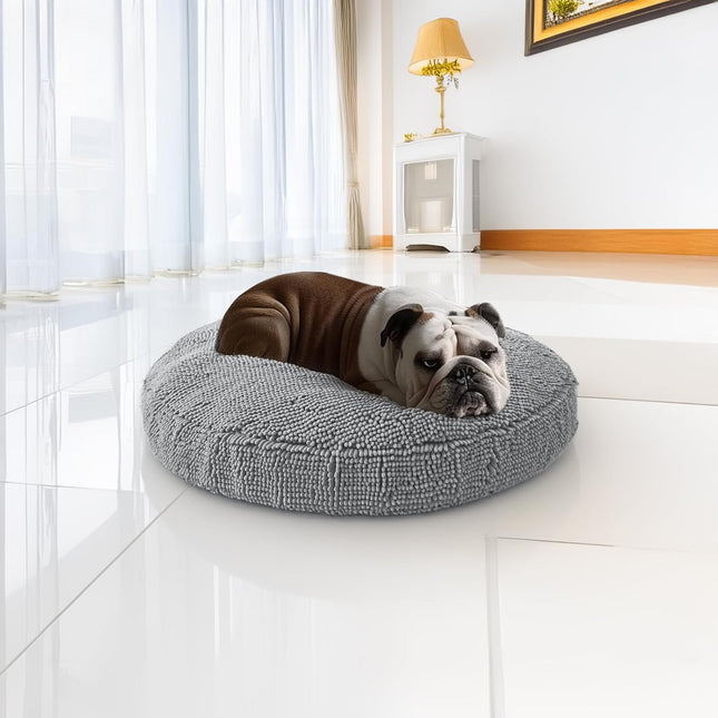 Puppy & Cat Dog Bed Soft & Relaxing Round Dog Bed Chenille Material Removable Cover Washable & Tumble Dry