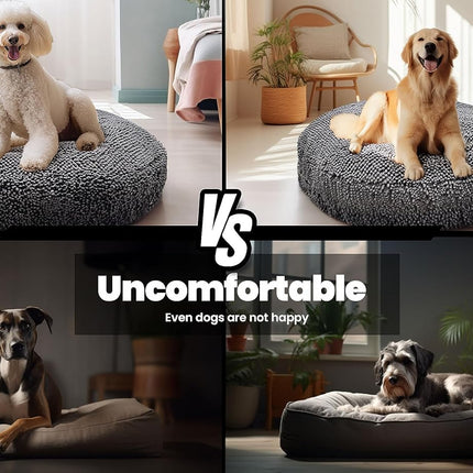 Puppy & Cat Dog Bed, Soft & Relaxing Round Dog Bed, Chenille Material, Removable Cover, Washable & Tumble Dry - Grey Small (25'x25')
