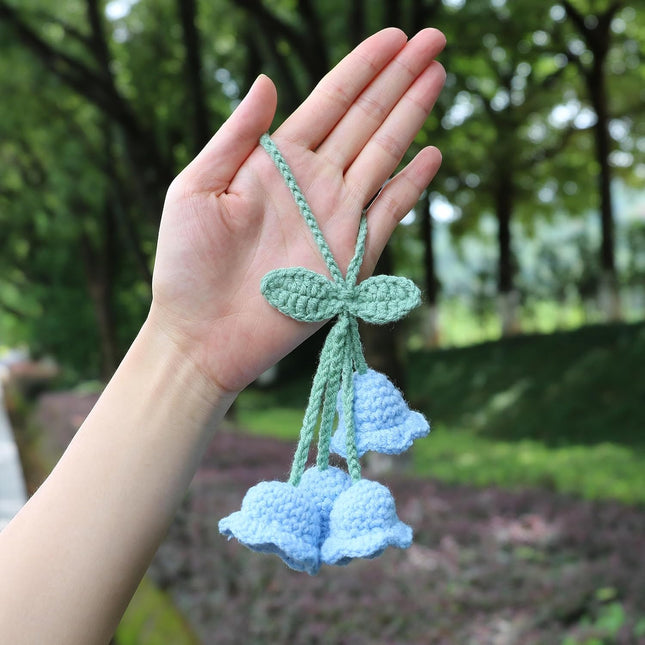Lily Flower Hand Knitted Car Mirror Suspension Accessories Rearview Mirror Accessories Car Decoration for – product detail