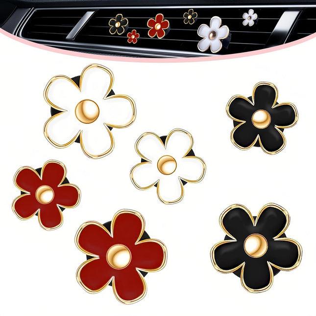 6 Pack Colorful Daisy Flower Car Air Vent Clips Car Air Outlet Freshener Clip for Car Interior Decoration