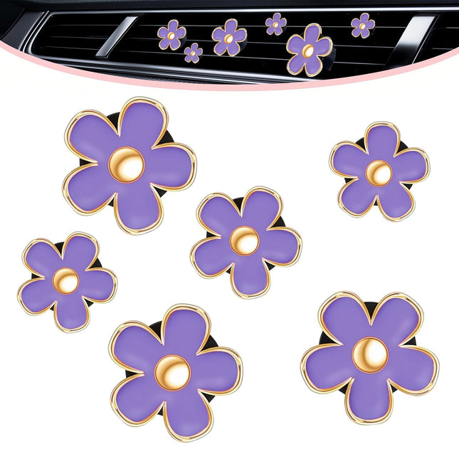 6 Pack Colorful Daisy Flower Car Air Vent Clips Car Air Outlet Freshener Clip for Car Interior Decoration