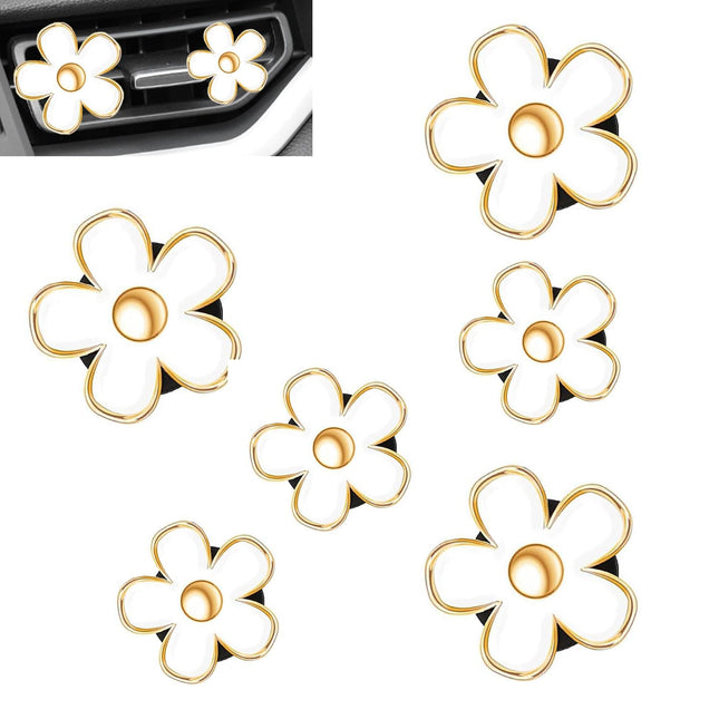 6 PCS Car Air Vent Clips White Daisy Flower Car Air Freshener Clip Air Conditioning Outlet Clip for Car