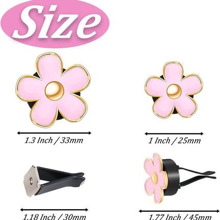 6 PCS Car Air Vent Clips White Daisy Flower Car Air Freshener Clip Air Conditioning Outlet Clip for Car Interior Decoration Accessories (2 Size)