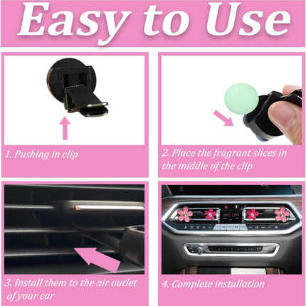 6 PCS Car Air Vent Clips White Daisy Flower Car Air Freshener Clip Air Conditioning Outlet Clip for Car Interior Decoration Accessories (2 Size)